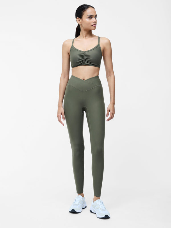 Fcuk Khaki Ruched Sports Bra Khaki