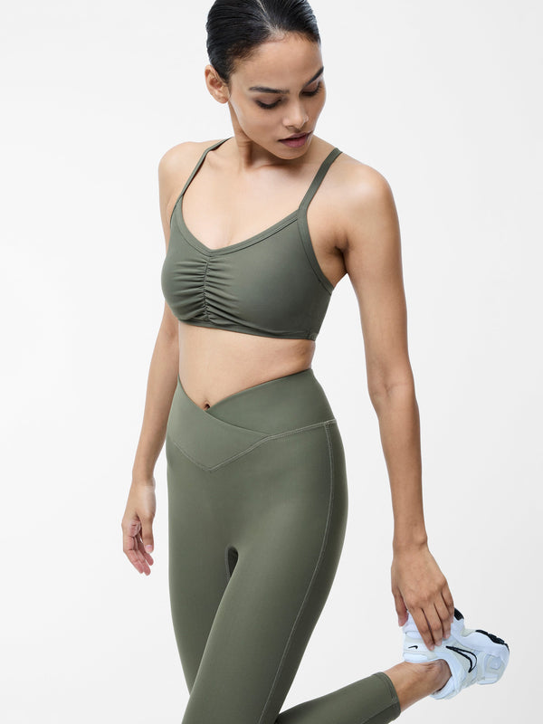 fcuk Khaki Ruched Sports Bra Khaki