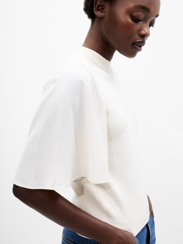 Fcuk Krista Knit Round Neck Top Porcelain Cream