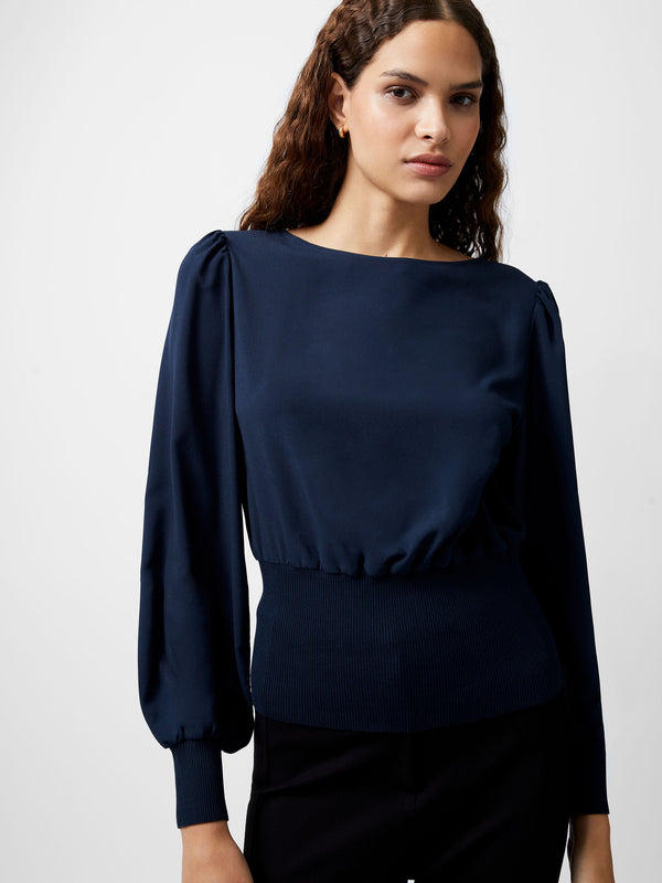 Fcuk Krista Knit Slash Neck Jumper Marine