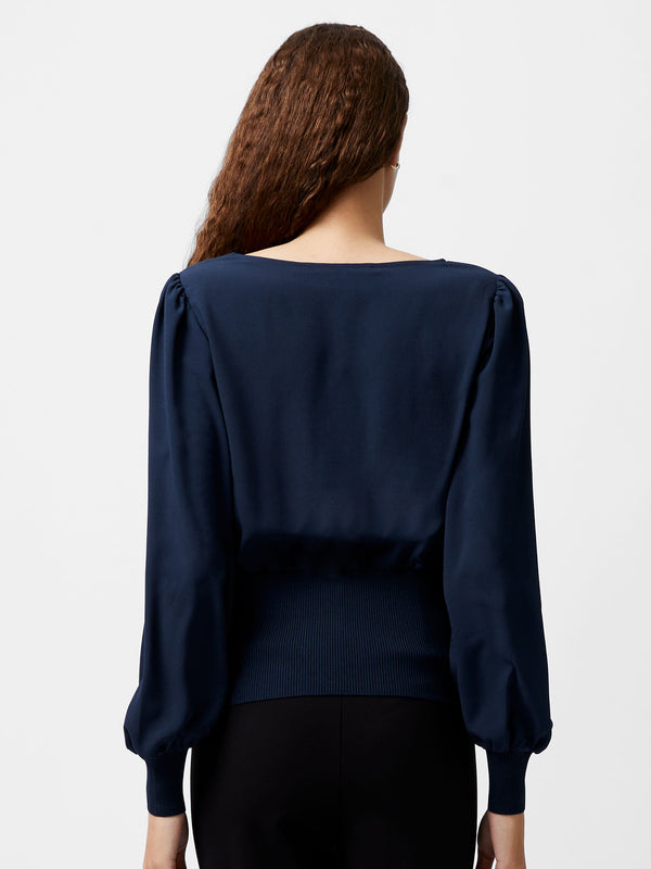 Fcuk Krista Knit Slash Neck Jumper Marine