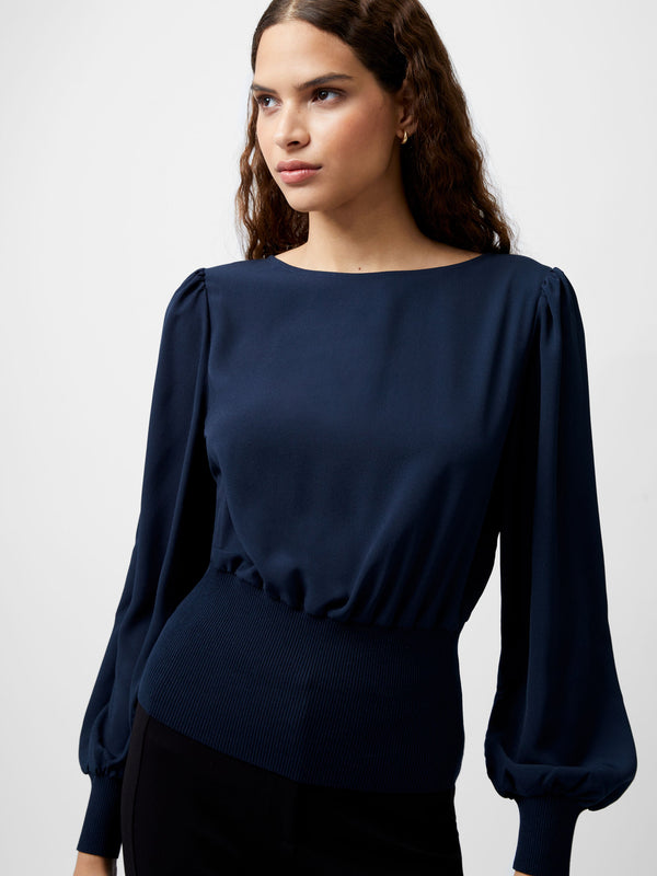 fcuk Krista Knit Slash Neck Jumper Marine