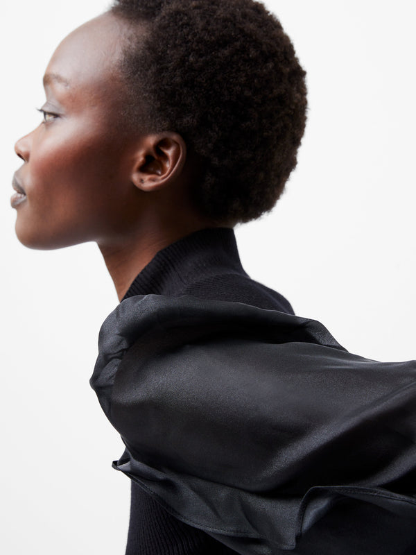 Fcuk Krista Organza Puff Sleeve Dress Blackout