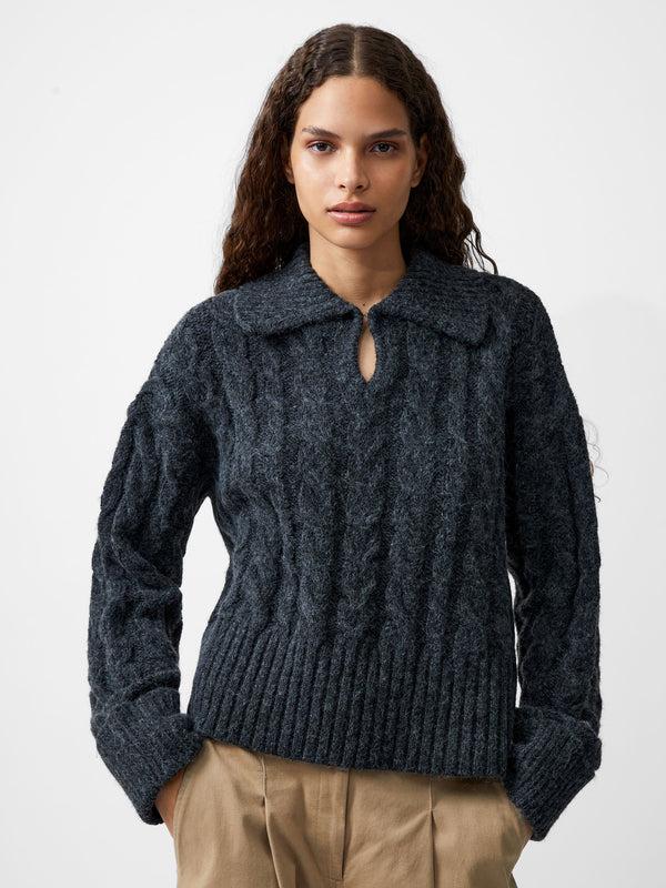 Fcuk Kyla Sparkle Long Sleeve Jumper Charcoal Mel