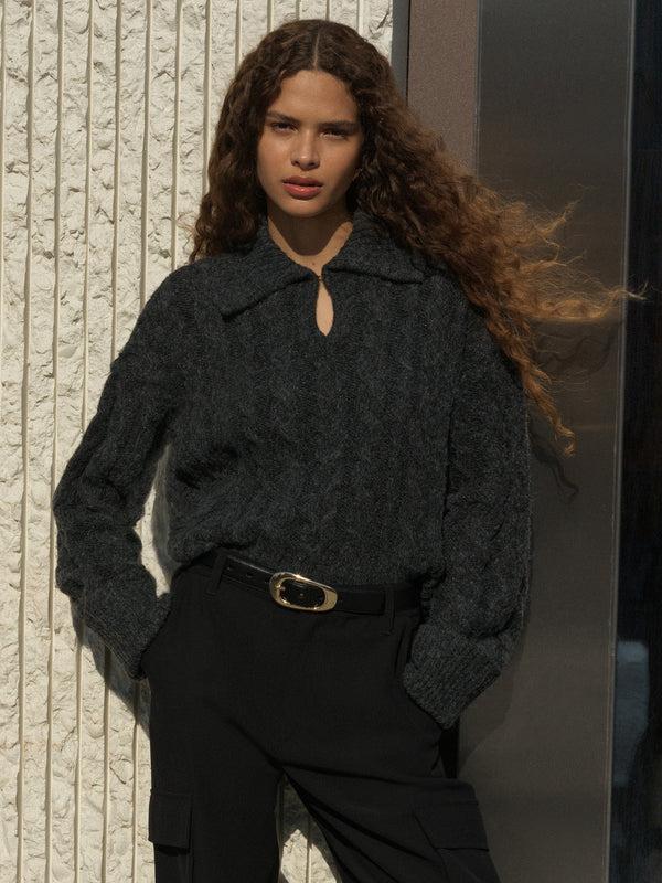 fcuk Kyla Sparkle Long Sleeve Jumper Charcoal Mel