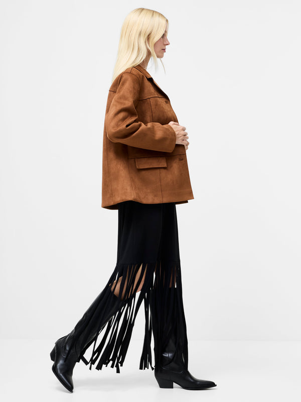 Fcuk Laney Faux Suede Jacket Tan
