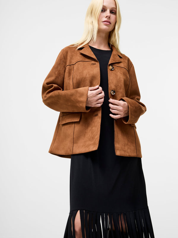 Fcuk Laney Faux Suede Jacket Tan