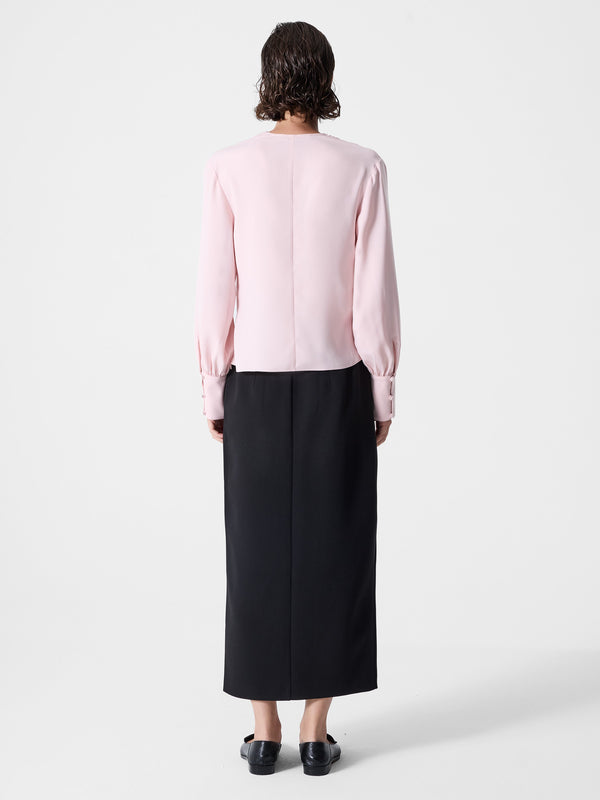 Fcuk Laurel Crepe Wrap Peplum Top Peach Pink