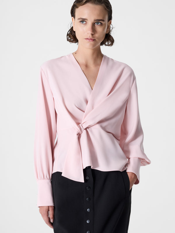 fcuk Laurel Crepe Wrap Peplum Top Peach Pink