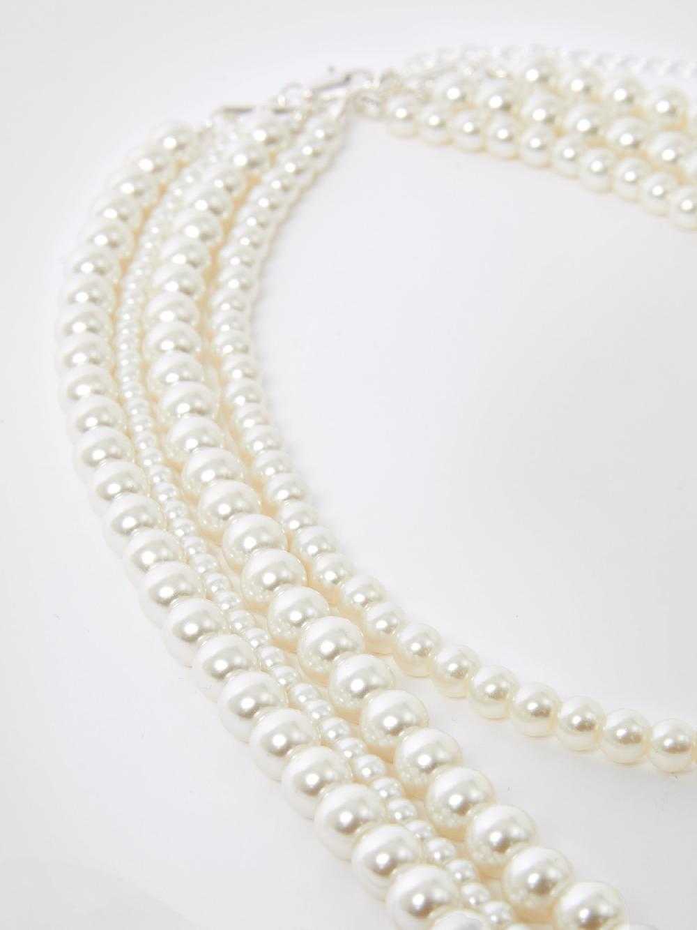 Fcuk Layered Faux Pearl Necklace White