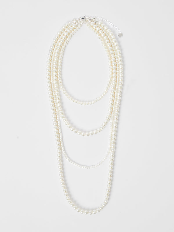 fcuk Layered Faux Pearl Necklace White