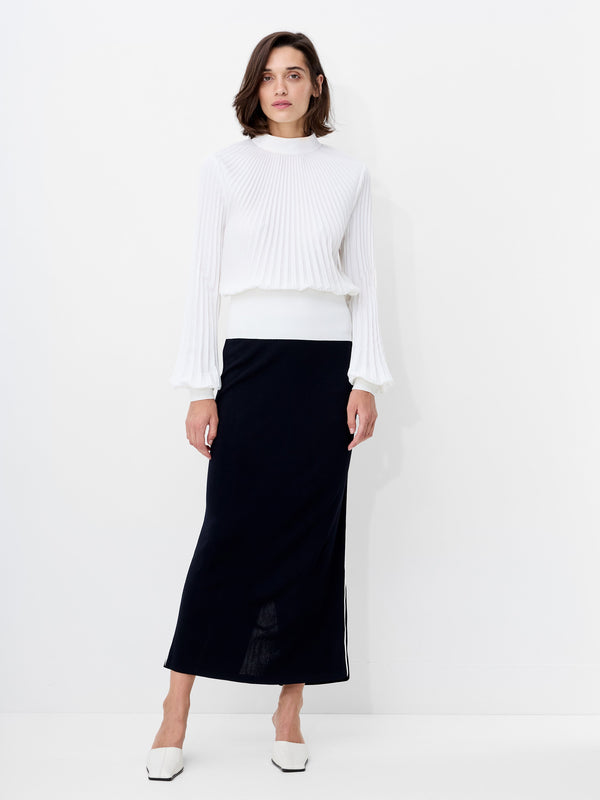 Fcuk Levy Balloon Sleeve Pleated Top Winter White