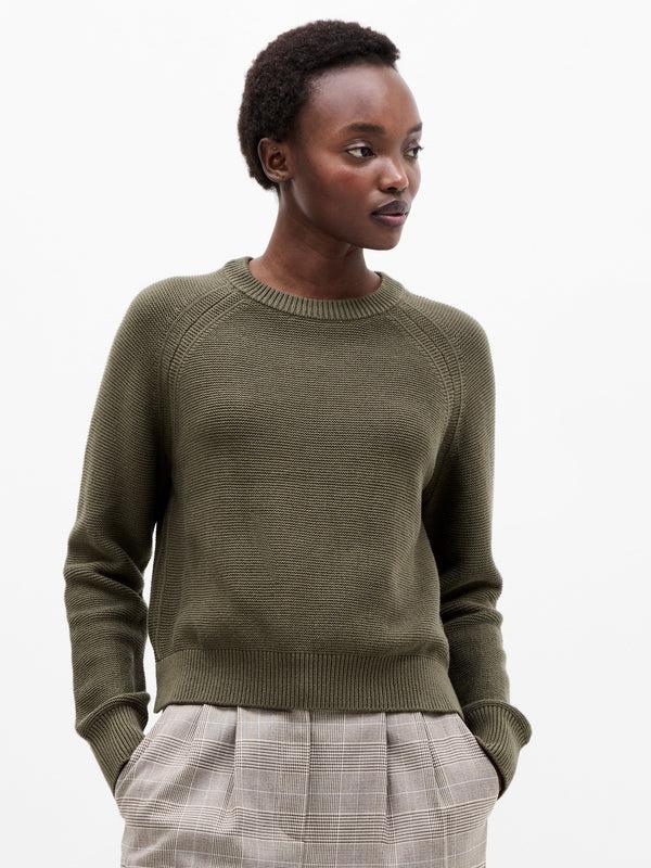 fcuk Lily Mozart Crew Neck Jumper Khaki Green