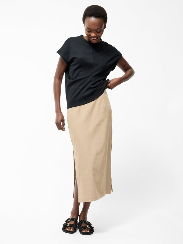 fcuk Linen Column Midi Skirt Incense