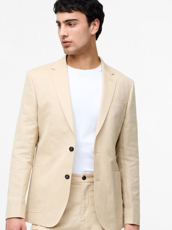 Fcuk Linen Suit Jacket Sand