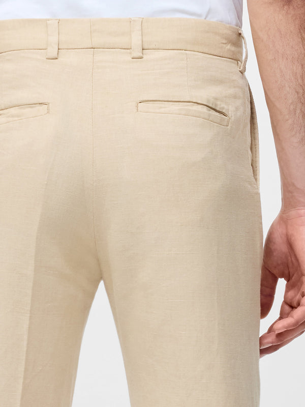 Fcuk Linen Suit Trousers Sand