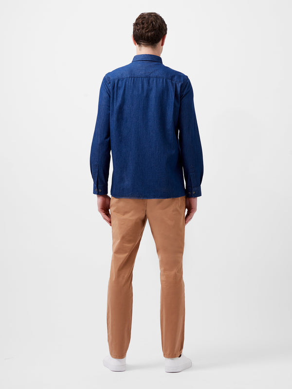 Fcuk Long Sleeve Denim Shirt Mid Wash