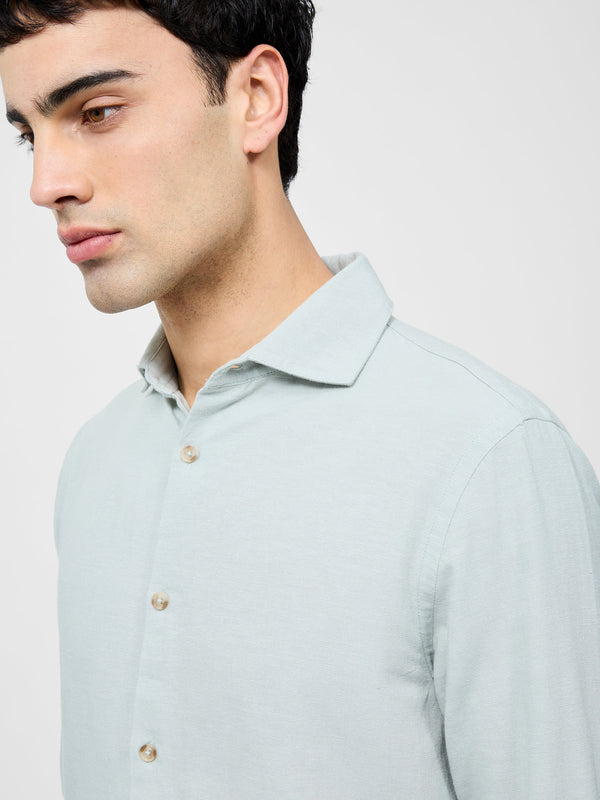 Fcuk Long Sleeve Linen Blend Shirt Mist Green