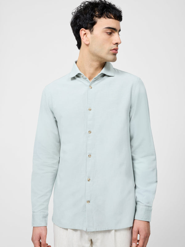 fcuk Long Sleeve Linen Blend Shirt Mist Green