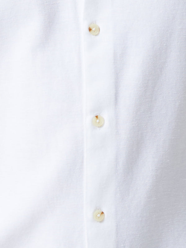 Fcuk Long Sleeve Linen Blend Shirt White
