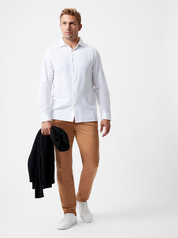 Fcuk Long Sleeve Linen Blend Shirt White