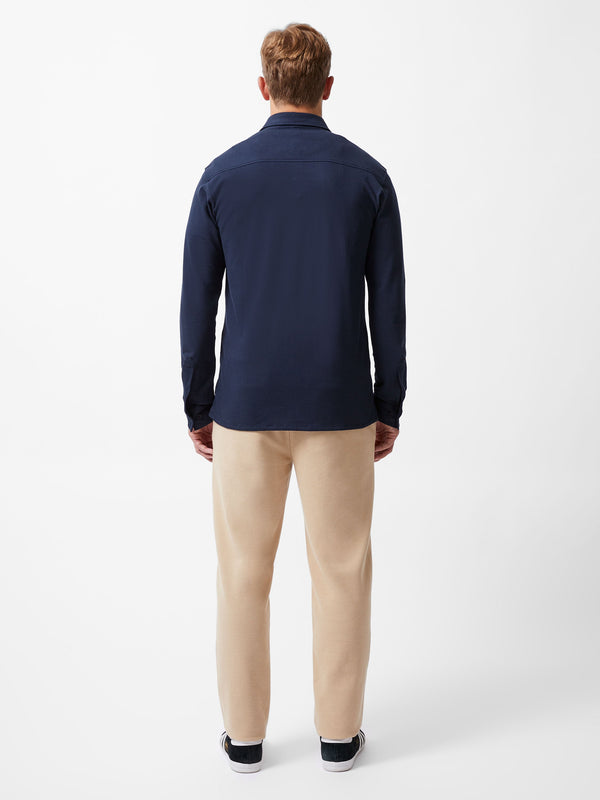 Fcuk Long Sleeve Pique Jersey Shirt Navy