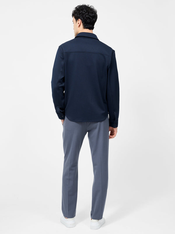 Fcuk Long Sleeve Stretch Overshirt Navy