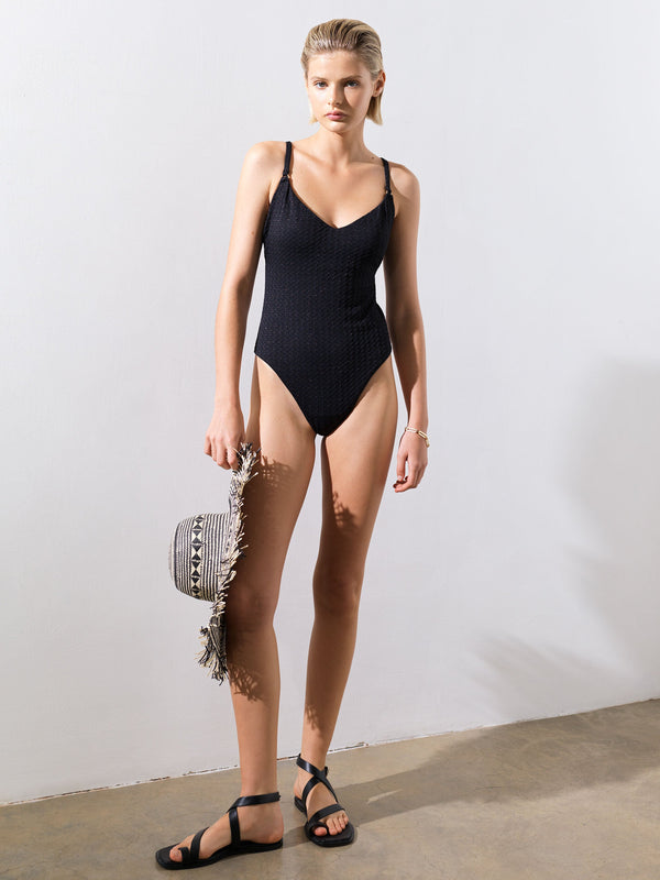 Fcuk Lurex Cup Swimsuit Black 32