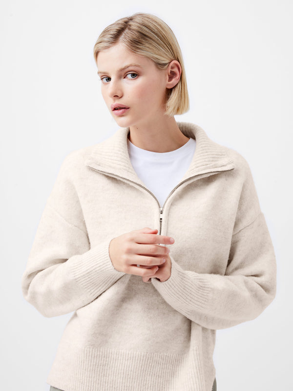 fcuk Maddox Half Zip Jumper Oatmeal Mel