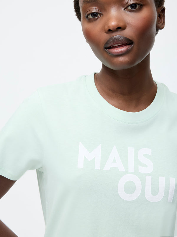 Fcuk Mais Oui Graphic T-Shirt Subtle Green/White