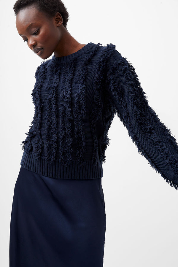 Fcuk Malika Fringed Jumper Marine
