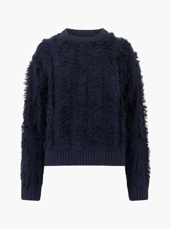 Fcuk Malika Fringed Jumper Marine
