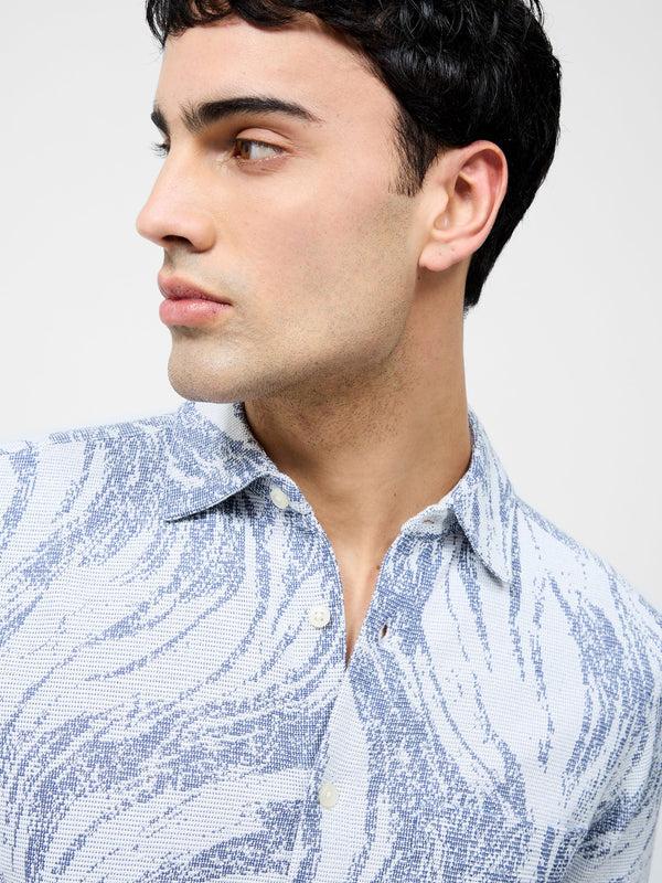 Fcuk Marbled Short Sleeve Shirt White/Blue Marble