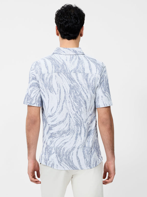 Fcuk Marbled Short Sleeve Shirt White/Blue Marble