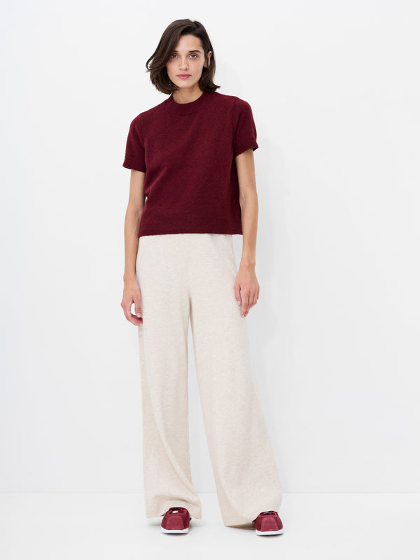 fcuk Marley Knit Wide Leg Trousers Oatmeal Mel