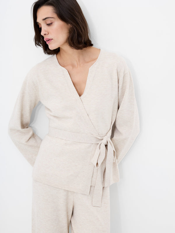 Fcuk Marley Knit Wrap Cardigan Oatmeal Mel
