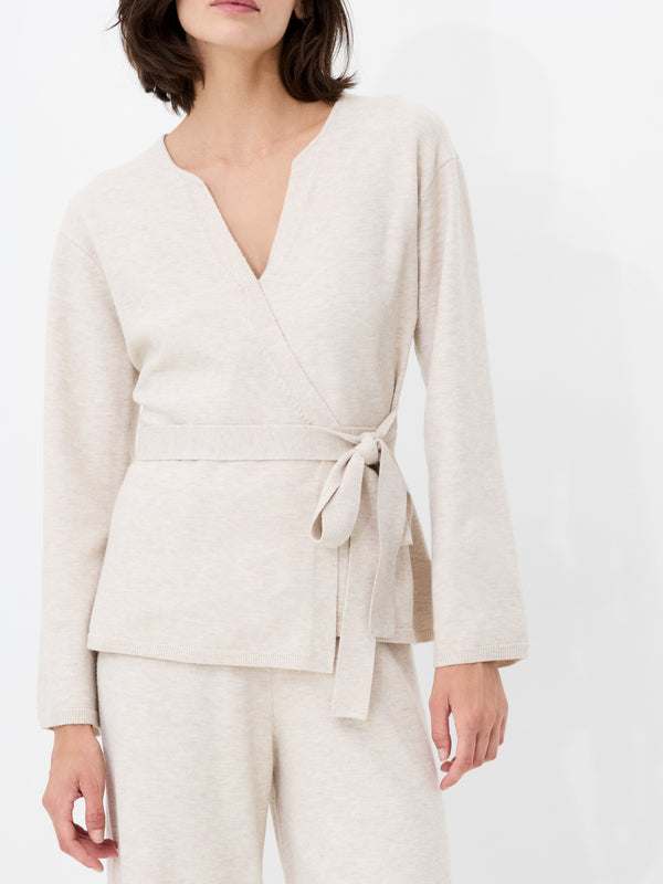 Fcuk Marley Knit Wrap Cardigan Oatmeal Mel