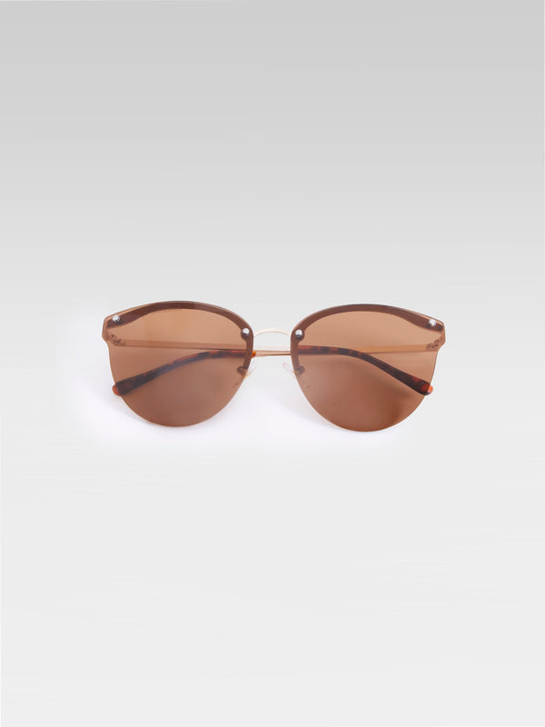 Fcuk Metal Cat Eye Rimless Sunglasses Tan