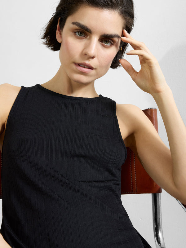 Fcuk Mia Textured Jersey Maxi Dress Black