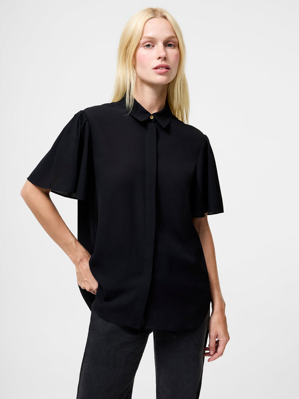 fcuk Mila Flutter Sleeve Shirt Black