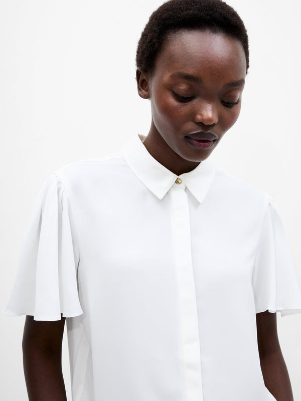Fcuk Mila Flutter Sleeve Shirt White