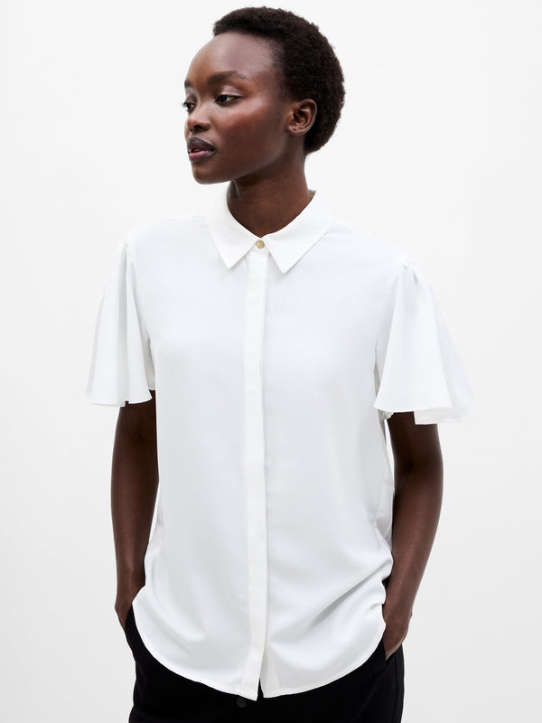 fcuk Mila Flutter Sleeve Shirt White