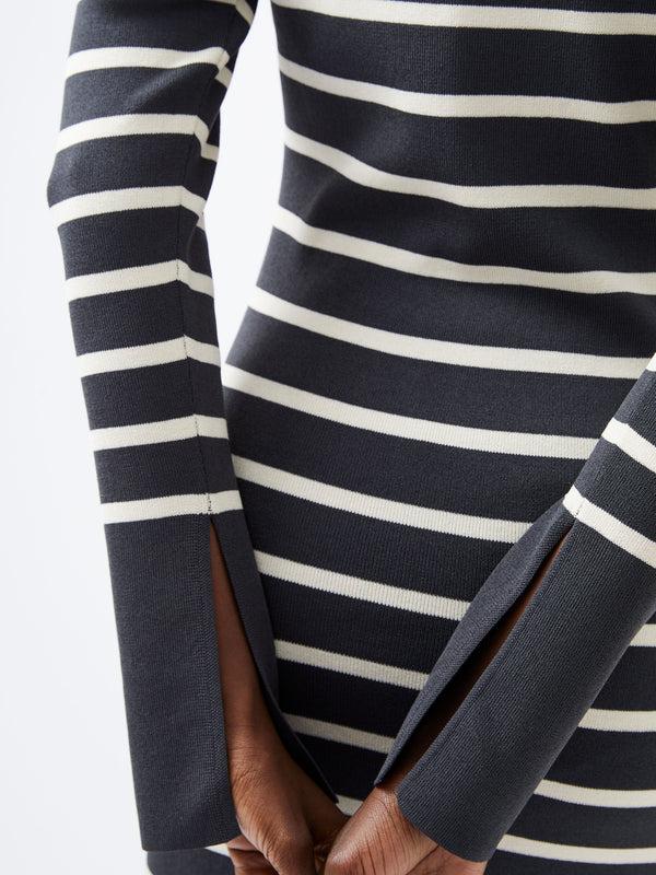Fcuk Milena Striped Knit Midi Dress Moonless/Cream
