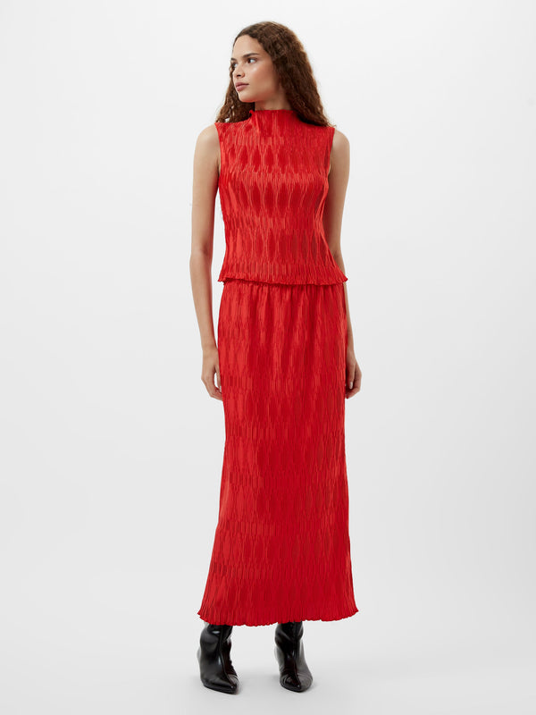 Fcuk Moira Pleated Sleeveless Top Scarlet Red