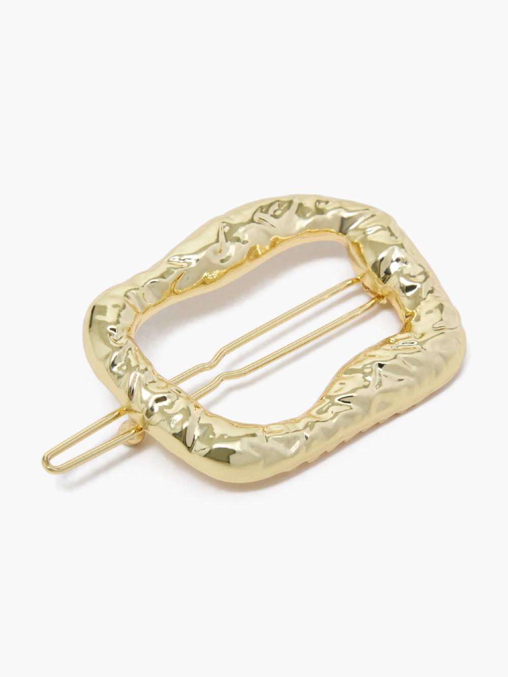 Fcuk Molten Metal Square Barrette Hair Clip Gold