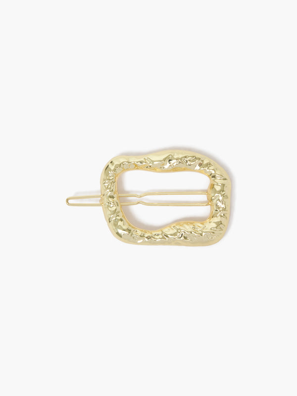 fcuk Molten Metal Square Barrette Hair Clip Gold