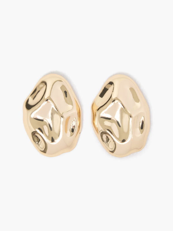 fcuk Molten Pebble Stud Earrings Gold