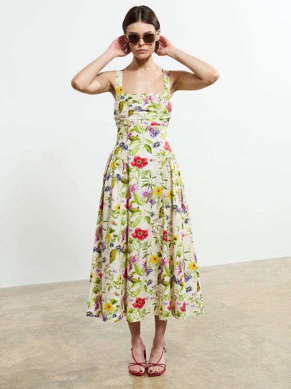 fcuk Monica Barletta Poplin Midi Dress White Multi