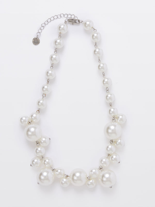 fcuk Multi Faux Pearls Cluster Necklace White