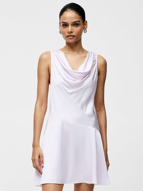 Fcuk Oona Satin Asymmetrical Mini Dress Sweet Pink